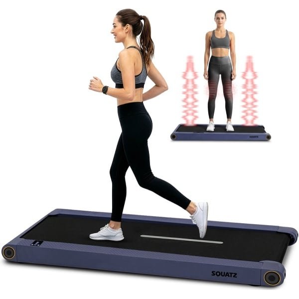 Squatz 2-in-1 Loopband- Walking Pad Treadmill - Met Vibratieplaten - Met Afstandsbediening - LED Display - Stil 1.0HP Motor - Blauw