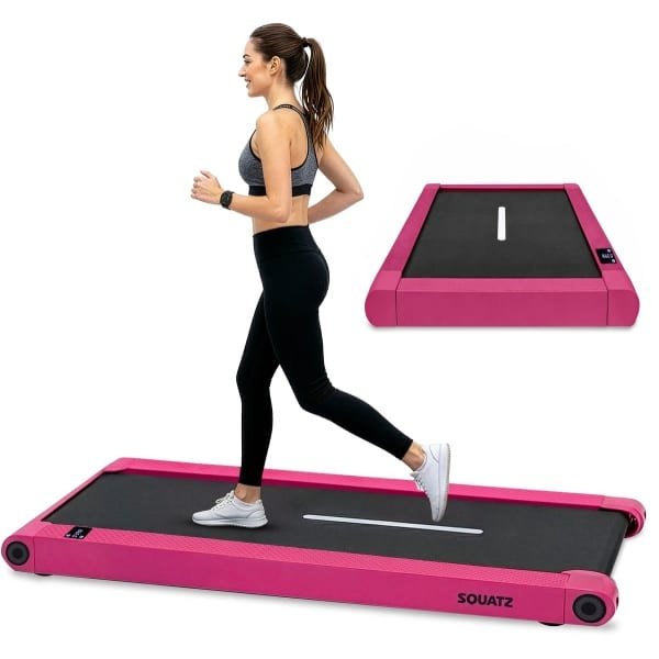 Squatz 2-in-1 Loopband- Walking Pad Treadmill - Met Vibratieplaten - Met Afstandsbediening - LED Display - Stil 1.0HP Motor - Roze