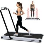 Squatz 2-in-1 Loopband - Walking Pad Treadmill met Handvat & Vibratieplaten - LED Display, Apparaathouder, Stille 1.0HP Motor - Wit
