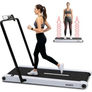 Squatz 2-in-1 Loopband - Walking Pad Treadmill met Handvat & Vibratieplaten - LED Display, Apparaathouder, Stille 1.0HP Motor - Wit