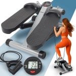 Stepper met display - Verstelbare weerstand - Met weerstandsbanden - Inclusief startgids - Home gym fitnessapparaat - Thuis sporten - Fitness Swing - Mini cardio home trainer