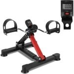 Stoelfiets - Opvouwbare Bureaufiets met Display - Fietstrainer met Instelbare Weerstand - Mini Hometrainer - Under Deskbike - Mobiliteitstrainer - Fitness - Bewegen Tijdens Je Werk - Beentrainer - Geschikt voor Armen en Benen - zwartrood