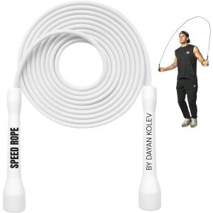 SwissSkip Speed Jump Rope van Dayan Kolev, 5 mm PVC springtouw, geweldig voor beginners en gevorderde atleten, ontworpen voor fitness, cardio, boksen en crossfit, verstelbare lengte met onbreekbare