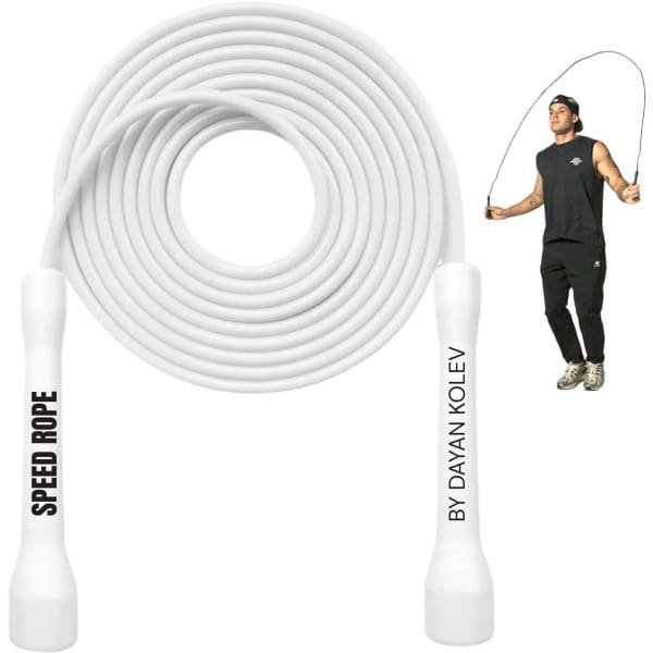 SwissSkip Speed Jump Rope van Dayan Kolev, 5 mm PVC springtouw, geweldig voor beginners en gevorderde atleten, ontworpen voor fitness, cardio, boksen en crossfit, verstelbare lengte met onbreekbare
