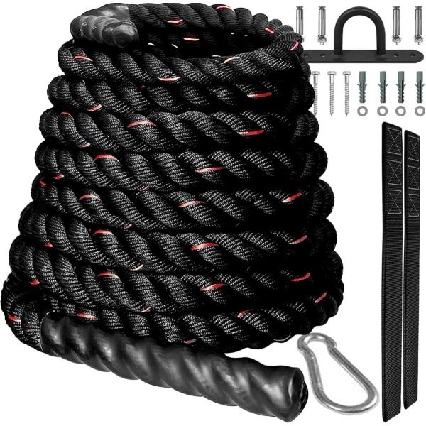 Trainingstouw met Anker - Battle Rope voor Krachttraining, Cardio en HIIT - Geschikt voor Thuis en Sportschool