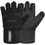 Trebin Fitness Handschoenen - Sport & Fitnesshandschoenen Heren & Dames - Krachttraining - Fitness - Crossfit - Sport handschoenen - Sporthandschoenen - Zwart - Maat S