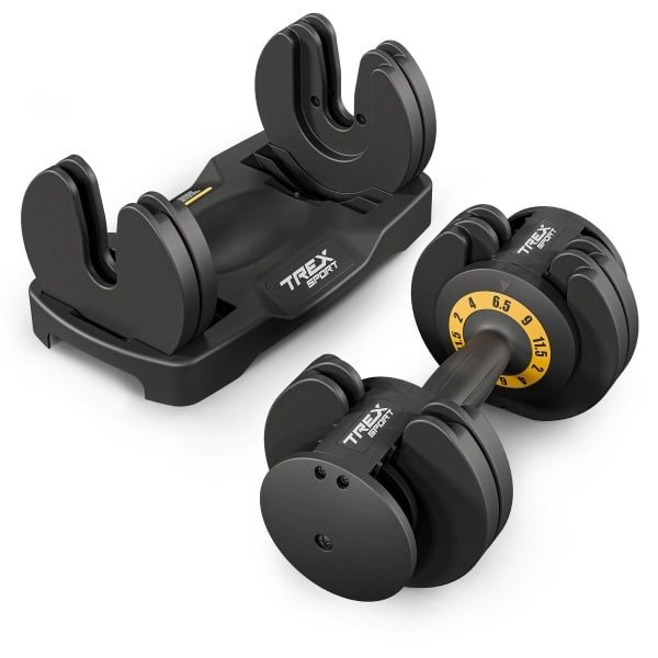 Trex Sport TX-012AB - Verstelbare halter - 1 Stuk Verstelbare Dumbell - Gietijzer - Met draaisysteem - Krachttraining - Fitness - Gym - Sport - Crossfit - 2 kg, 4 kg, 6,5 kg, 9 kg en 11,5 kg