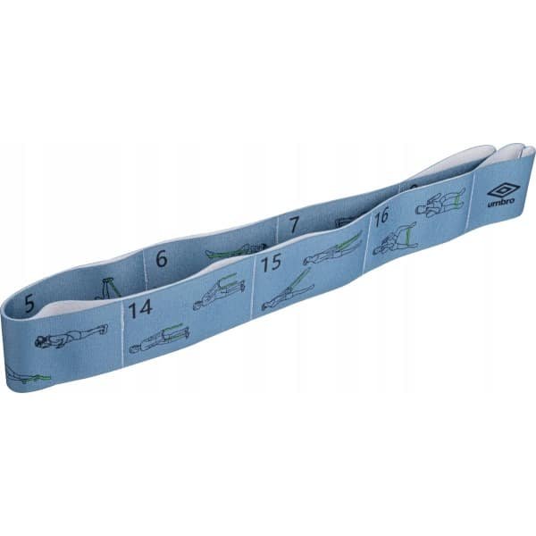 Umbro Training Band - Fitnessband 77 x 5 cm - Met 16 Oefeningen - Voor Krachttraining, Balans en Revalidatie - Blauw