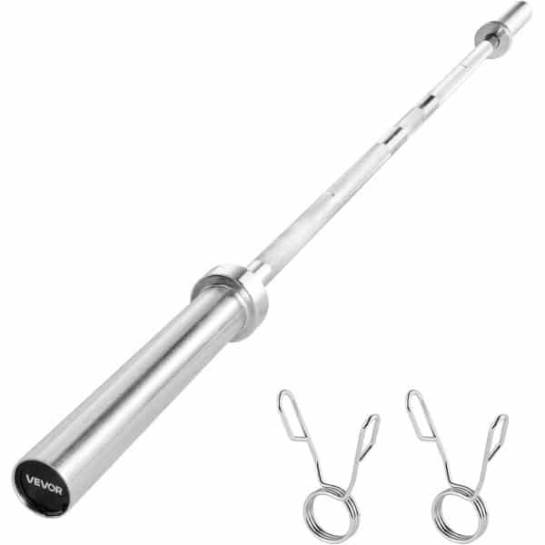 VEVOR Halterstang Verchroomde Trekstang 182cm met Geribbelde Handgreep voor Krachttraining Gewichtheffen Squats Deadlifts Bankdrukken, Halterstang voor 5cm Halterschijven met Een Draagvermogen van 227kg