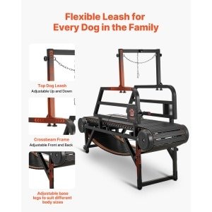 VEVOR Hondenloopband 1900x560x1450 mm, voor Middelgrote/Grote Honden Tot 199,58 Kg, Loopband met Traploze Hoogteverstelling, Rem en Wielen, Hondentrainingsapparaat, Hellingshoek van 150 mm