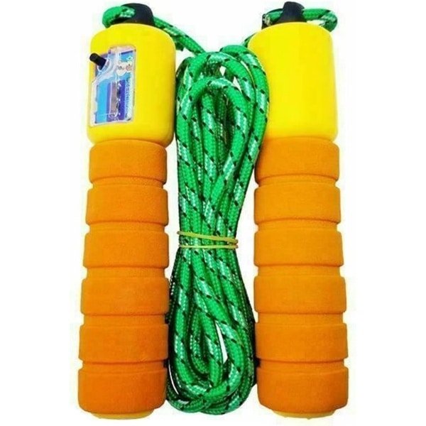 Verstelbaar Springtouw - Fitness Touw - Cardio Training - Zachte Schuimhandvatten - Eén Maat - Geel