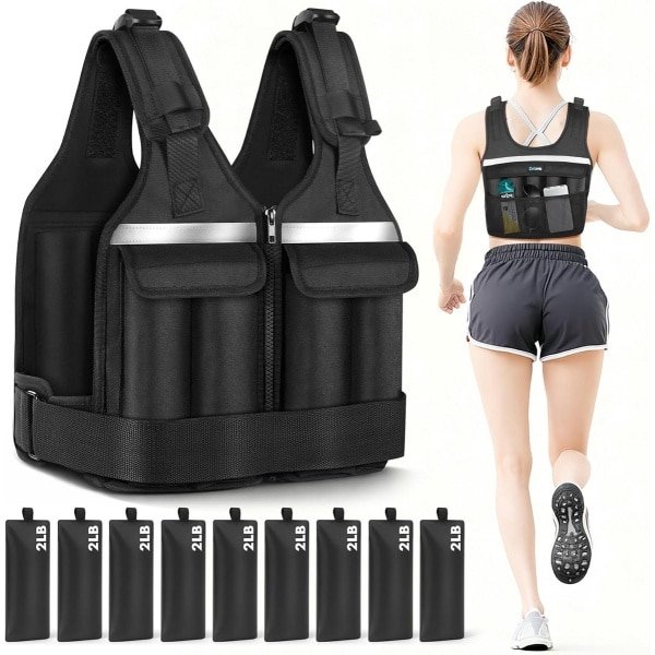 Verstelbaar Verzwaard Trainingsvest met Verwijderbare Gewichten voor Krachttraining en Duurtraining