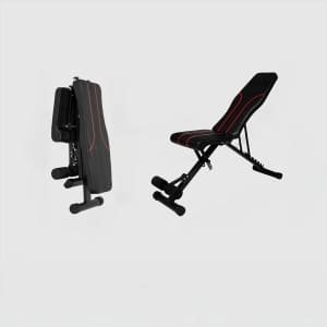 Verstelbare Halterbank - Fitnessbank - Trainingsbank - Bench Press - Verstelbaar en Inklapbaar - Geschikt voor Krachttraining, Bankdrukken & Workouts - Zwart/Rood