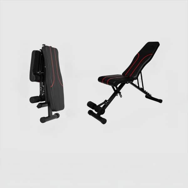 Verstelbare Halterbank - Fitnessbank - Trainingsbank - Bench Press - Verstelbaar en Inklapbaar - Geschikt voor Krachttraining, Bankdrukken & Workouts - Zwart/Rood