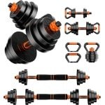 Verstelbare Halterset 40,8 kg - 4-in-1 Fitness Set met Halters, Barbell, Push-up Stang en Kettlebell voor Krachttraining