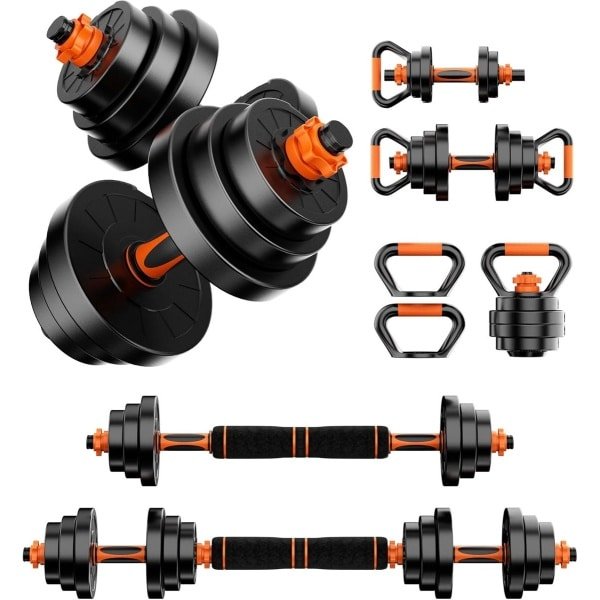 Verstelbare Halterset 40,8 kg - 4-in-1 Fitness Set met Halters, Barbell, Push-up Stang en Kettlebell voor Krachttraining