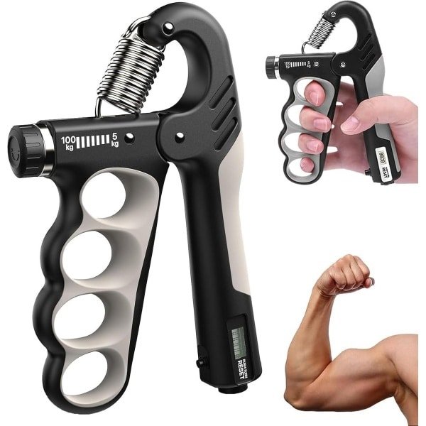 Verstelbare Handknijper met Weerstand (5-100 kg) en Teller voor Krachttraining en Revalidatie