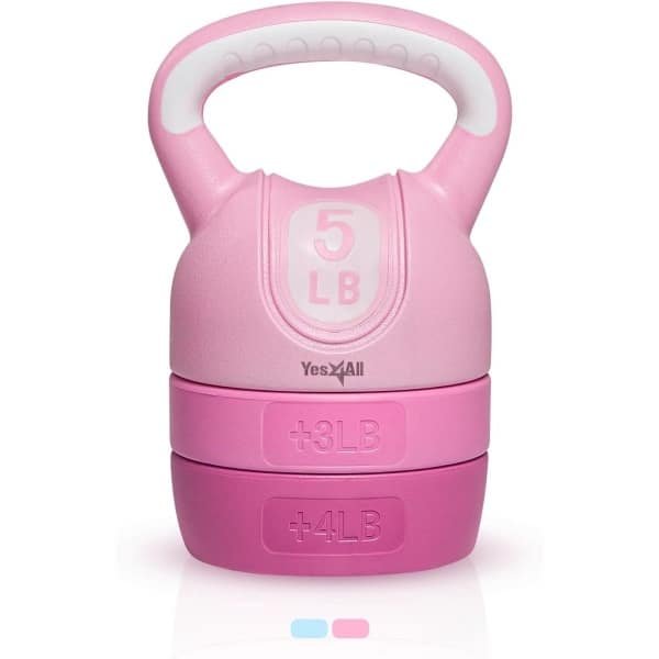 Verstelbare Kettlebell 5,4 kg in Roze voor Krachttraining en Fitness