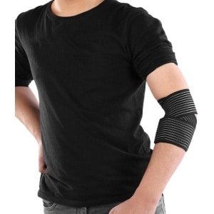 Verstelbare Sportbanden Bandage Wrap Elleboog Enkelpols-elleboog, Elleboogbrace met Kniebeugels - Sport - Ondersteuning - Geschikt voor diverse sporten - Zwart - Blessurepreventie - Fitness - Krachttraining.