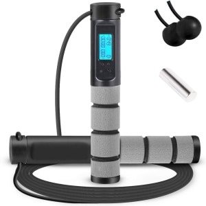 Verzwaard Springtouw met Calorieënteller en Verstelbare Lengte - Effectieve Cardio Workout - Anti-slip Handvatten - Fitness Accessoire met Weerstandsbanden