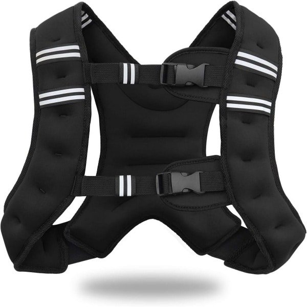 Verzwaarde Vest - Trainingsvest Gewicht - Krachttraining Fitness - Verstelbare Banden Reflectie - 4.99 kg - Zwart