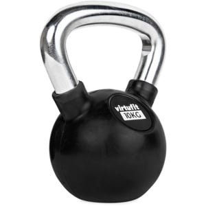 VirtuFit Kettlebell - Rubber/Chroom - 10 kg - Zwart - Sport Gewicht - Duurzaam Design - Ergonomische Handgreep - Geschikt voor CrossFit & Fitness - Conditietraining
