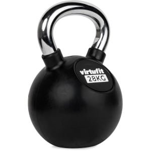 VirtuFit Kettlebell - Rubber/Chroom - 28 kg - Zwart - Sport Gewicht - Duurzaam Design - Ergonomische Handgreep - Geschikt voor CrossFit & Fitness - Conditietraining