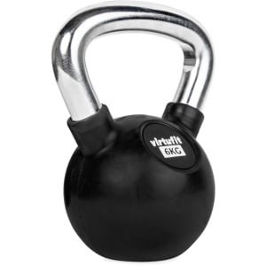 VirtuFit Kettlebell - Rubber/Chroom - 6 kg - Zwart - Sport Gewicht - Duurzaam Design - Ergonomische Handgreep - Geschikt voor CrossFit & Fitness - Conditietraining