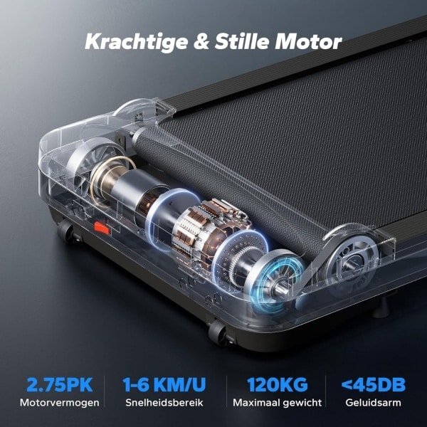 Walking Pad 3-in-1 Loopband voor Thuis & Kantoor - Bureau Loopband 1-6 km/u - 2.75PK Stille Motor (45 dB) - LED Display & Afstandsbediening - Compact & Opvouwbaar