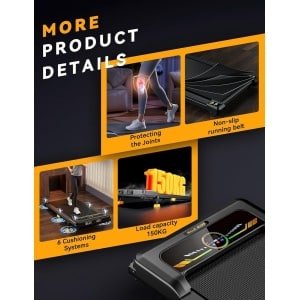 Walking Pad Loopband voor Bureau - Compacte Treadmill met 10% Helling, 1-6 km/u, LED Display & Afstandsbediening - Max. 150 kg - Voor Thuis en Kantoor