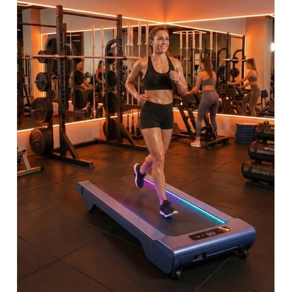 Walking Pad met Automatische Helling 14% - Slimme Onder-Bureau Loopband 1-6 km/u - Extra Groot Loopvlak - Stille Borstelloze Motor - App-Besturing - Voor Thuis & Kantoor - Metallic Zilver - Designbest