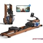 Water Roeimachine - Roeimachine - Magnetische Roeitrainer - Roeiapparaat - Ergonomisch Zitvlak - Max 181kg - 15L Watertank - Opvouwbare - met Bluetooth Monitor - Houten Frame - Voor Thuisgebruik - Zwart