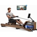 Waterroeimachine - Roeitrainer - Fitnessapparaat - Roeitoestel - Indoor Rower - Opvouwbaar - Rubberhouten Frame - Bluetooth App Met Interactief Kaartspel