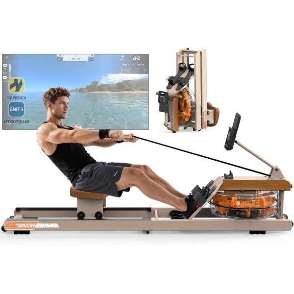 Waterroeimachine - Roeitrainer - Fitnessapparaat - Trainingsmachine - Opvouwbare Roeimachine - Bluetooth Monitor - Inklapbaar Ontwerp - Maximaal 160 kg Belastbaar