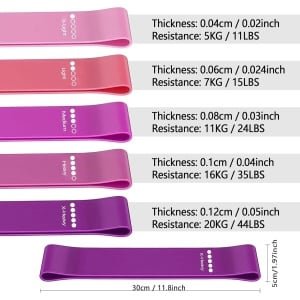 Weerstandsbanden 5-delig - Trainingsbanden voor Yoga, Pilates & Krachttraining