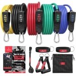 Weerstandsbanden Fitness Set Trainings eBook - Resistance Bands Expander Tubes Elastische Work-Out Power Weerstand Banden - 5 Elastiek Handvaten Deuranker Enkelbanden Krachttraining Gym