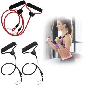 Weerstandsbanden Set - Fitness Elastieken - Krachttraining Thuis - Duurzaam Natuurlijk Rubber - 75 cm Lengte - Rood Zwart