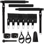 Weerstandsbanden Set Pro - Pilates Bar - Weerstandsbanden - Fitness Bar - Pilates Stick - Inclusief 6 Weerstandsbanden - Crossfit - Zwart