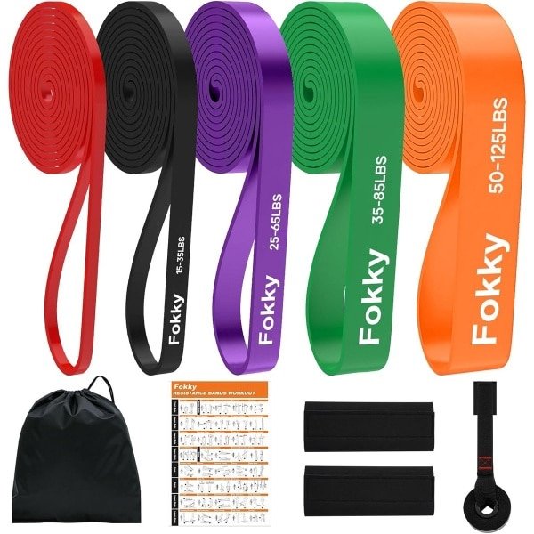 Weerstandsbanden Set van 5 met Deuranker en Beschermpads voor Krachttraining en Bodybuilding