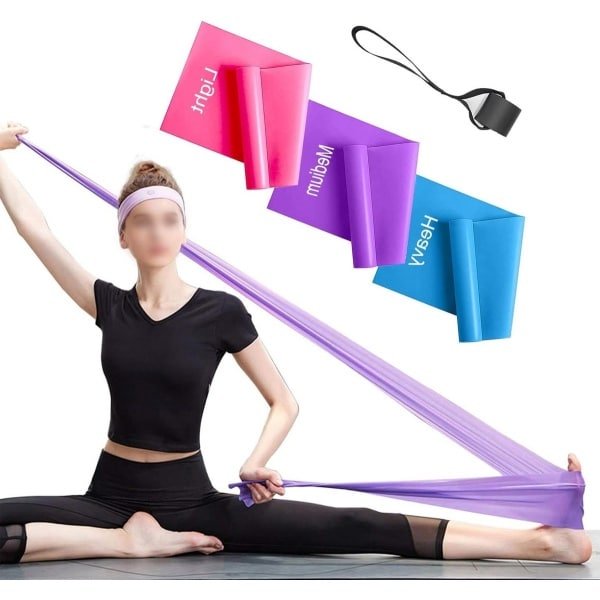 Weerstandsbanden Stuks 3-Pack voor Thuis Sportschool - Latex Elastische Banden voor Boven- en Onderlichaamtraining - Fysiotherapie Krachttraining Yoga Pilates - Blauw & Paars & Roze