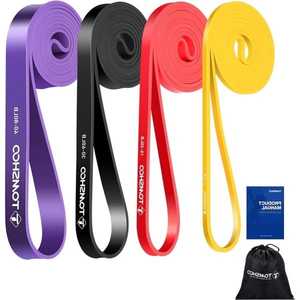 Weerstandsbanden set van 4-5 stuks met opbergtas - meerdere weerstandsniveaus voor krachttraining en pull-ups