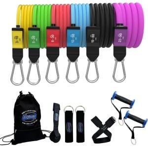 Weerstandsbandenset - Fitness Banden - Krachttraining Thuis - Gepatenteerde Anti-Snap - Tot 64 kg - Multicolor