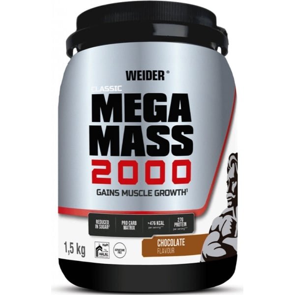 Weider Mega Mass 2000 (1500g) Chocolate - Gewichtstoename - Zonder Creatine