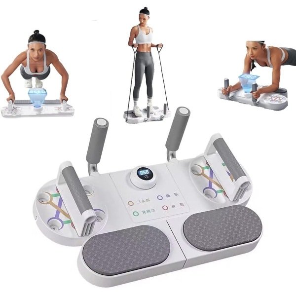 Workout Push Up Board - Fitnessarmen - Weerstandsbanden - Full Body - Buikspieroefeningen - Fitness Tool - Thuis Gym - Krachttraining - Zwart.