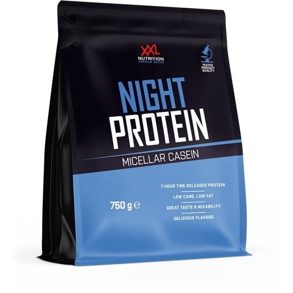 XXL Nutrition - Night Protein - 87% Eiwit - 100% Micellar Caseďne Eiwit - Eiwitpoeder Proteine Shake - Diverse Smaken - Cookies & Cream - 750 gram (19 shakes)