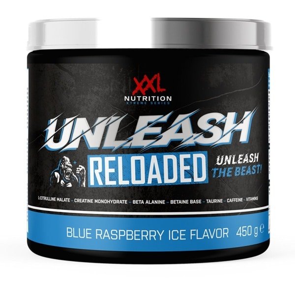 XXL Nutrition - Unleash Reloaded - Blue Raspberry Ice - Pre-Workout Poeder Met L-Citrulline Beta-Alanine Taurine En 250 mg Cafeïne - 300 g