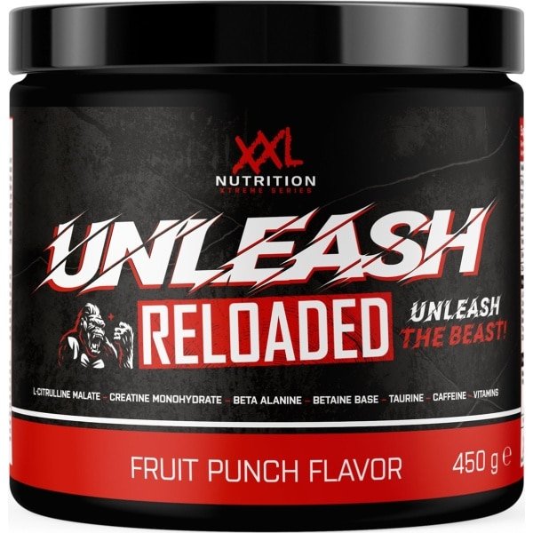 XXL Nutrition - Unleash Reloaded - Fruit Punch - Pre-Workout Poeder Met L-Citrulline Beta-Alanine Taurine En 250 mg Cafeïne - 300 g