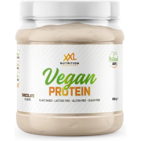 XXL Nutrition - Vegan Protein - Tot 20 Gram Eiwit - Eiwitpoeder, Erwten Eiwit Isolaat, Proteine Shake - 100% Plantaardig - Chocolade - 500 gram (20 shakes)