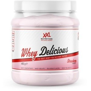XXL Nutrition - Whey Delicious - 80% Eiwit - Aardbei - Wei Eiwitpoeder met BCAA & Glutamine, Proteine Poeder, Eiwit shake, Whey Protein - Diverse Smaken - 450 gram (15 shakes)