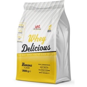 XXL Nutrition - Whey Delicious - 80% Eiwit - Banaan - Wei Eiwitpoeder met BCAA & Glutamine, Proteine Poeder, Eiwit shake, Whey Protein - Diverse Smaken - 2500 gram (83 shakes)